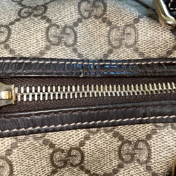 Vintage GUCCI Boston Bag in beige canvas and brown leather - Picture 8 of 17